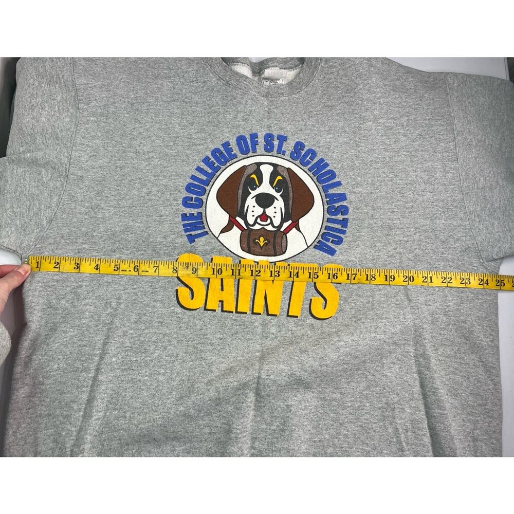 College Of St Scholastica Fruit Of The Loom Sweatshirt Gray Retro Men’s Size XL - Picture 5 of 9